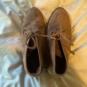 Suede lace up ankle booties